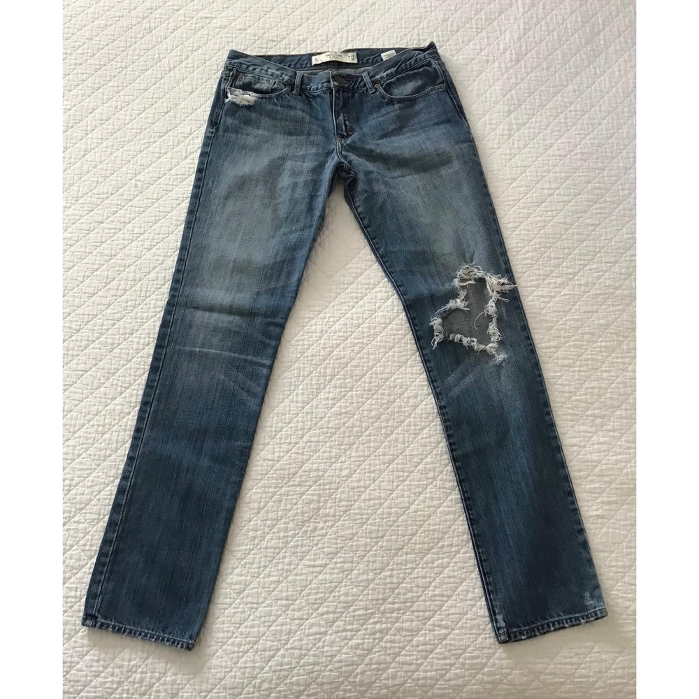 Abercrombie & Fitch Low Rise Straight Leg Jeans W29x35L Distressed Trashed Boho